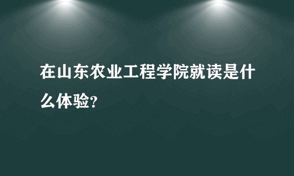 在山东农业工程学院就读是什么体验？