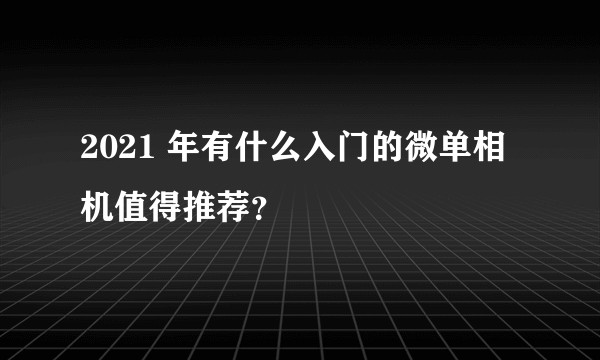 2021 年有什么入门的微单相机值得推荐？