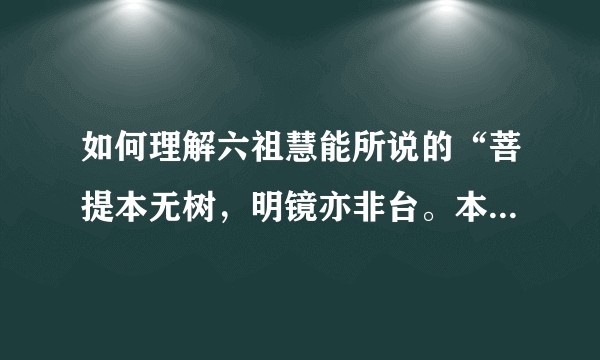 如何理解六祖慧能所说的“菩提本无树，明镜亦非台。本来无一物，何处惹尘埃”？