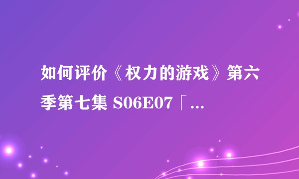 如何评价《权力的游戏》第六季第七集 S06E07「The Broken Man」？