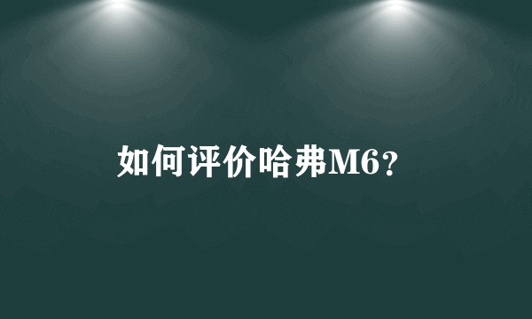 如何评价哈弗M6?
