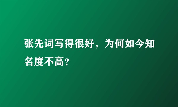张先词写得很好，为何如今知名度不高？