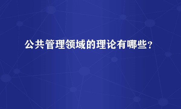 公共管理领域的理论有哪些？