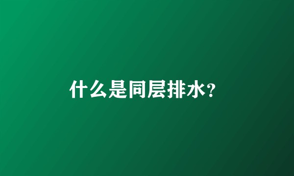 什么是同层排水?