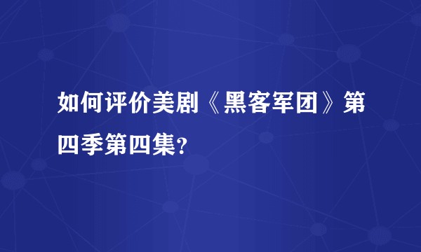 如何评价美剧《黑客军团》第四季第四集？