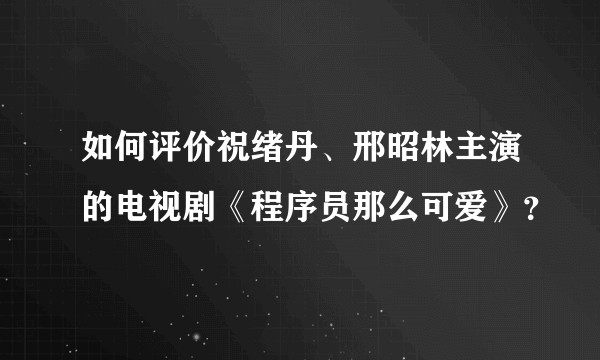 如何评价祝绪丹、邢昭林主演的电视剧《程序员那么可爱》？