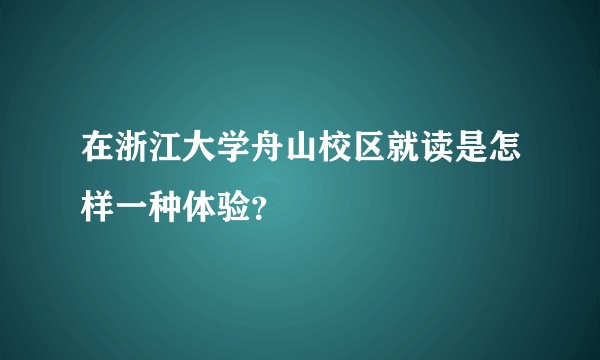 在浙江大学舟山校区就读是怎样一种体验？