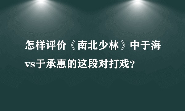 怎样评价《南北少林》中于海vs于承惠的这段对打戏？
